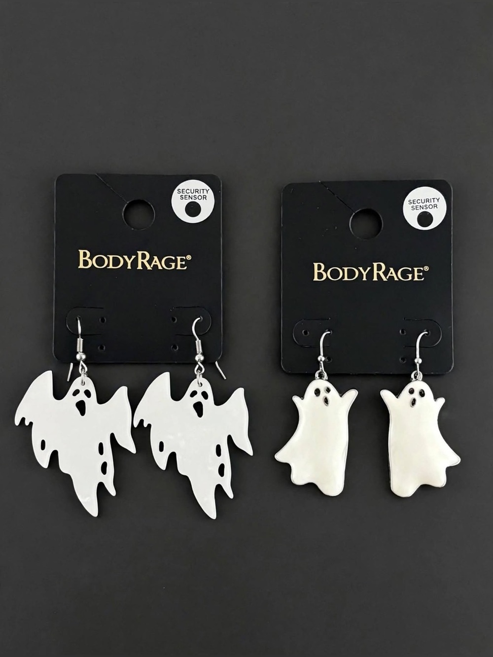 BodyRage White Ghost Halloween Dangle Earrings Bundle of 2 | Bat Wing Ghost NWT